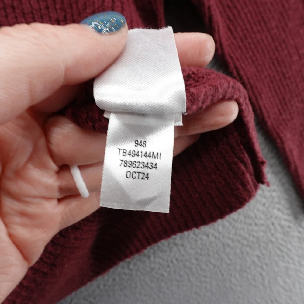 Treasure & Bond Womens Mock Neck‎ Shaker Sweater Burgundy XXS Relaxed NEW